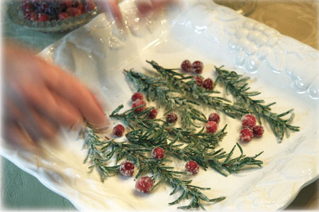 Sugared Cranberry and Rosemary Trees