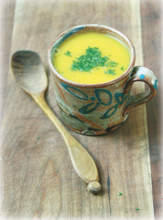 Spicy carrot and ginger soup was a welcome dinner warm-up.