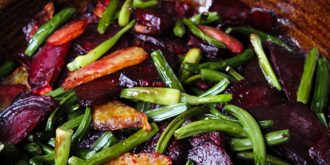 Roasted Beets and Garlic Scapes