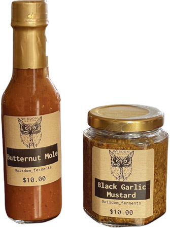 Wisdom Ferments: Fermented Condiments – Butternut Mole, Black Garlic Mustard